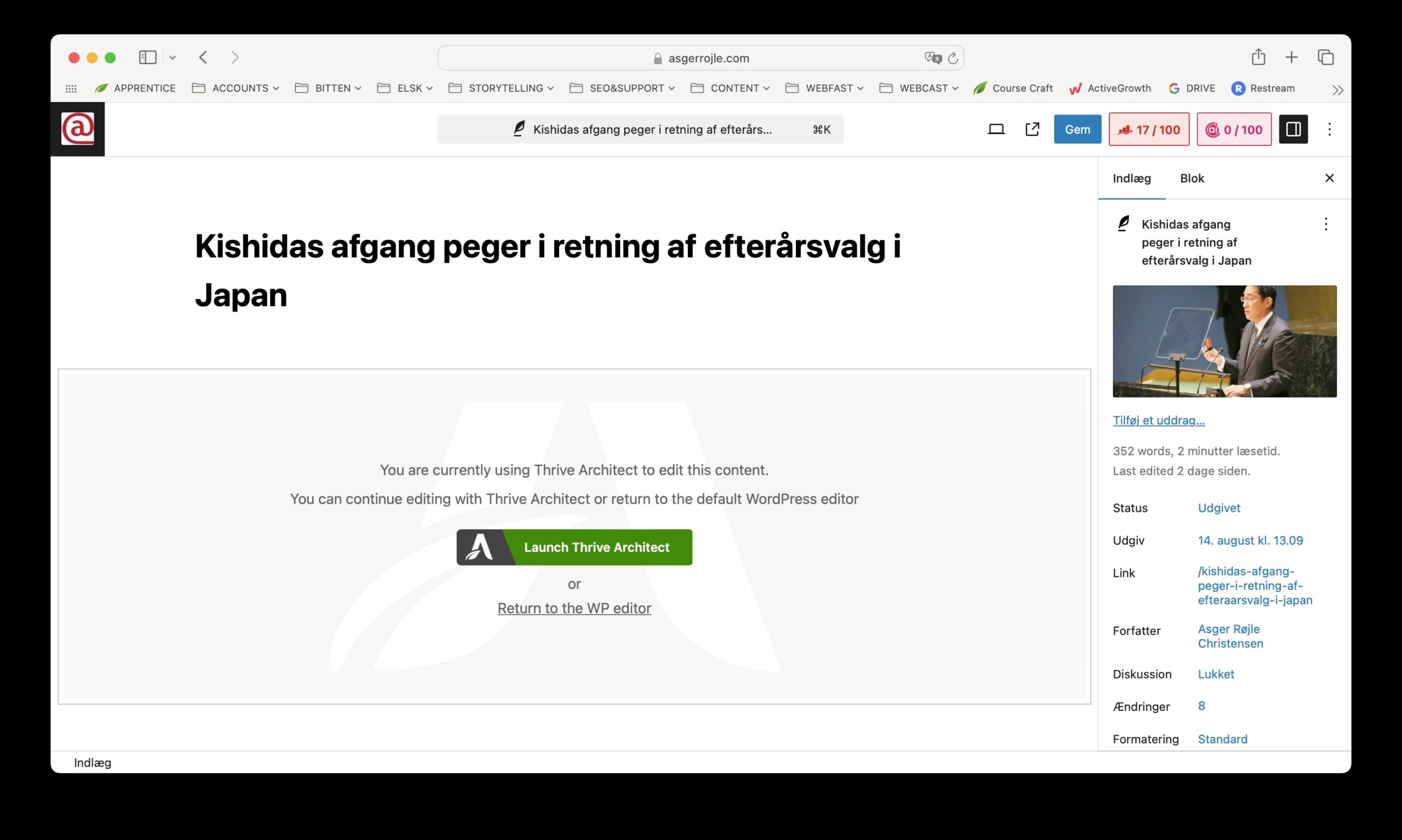 1 Indlæg åbnes til redigering i WP 1 Indlæg åbnes til redigering i WP